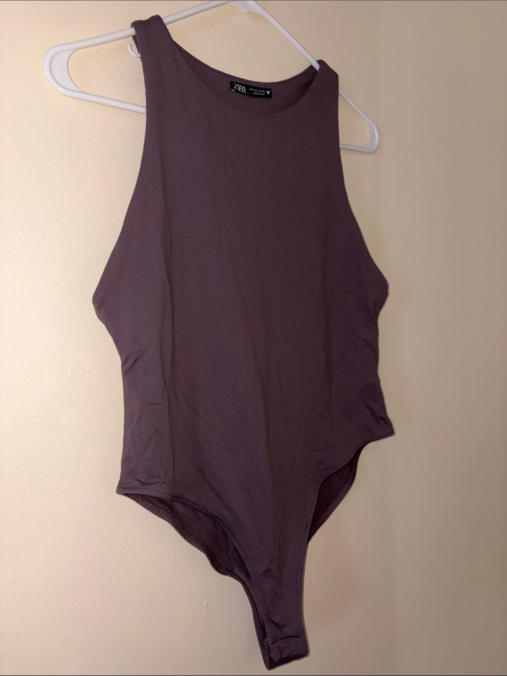 Zara Plum High-Neck Sleeveless Bodysuit